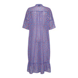 KAROLINE DRESS - BLUE PINK GOLD FLOWER