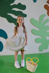 NATALIA-SS-DRESS-KIDS - MULTI WHITE STRIPE