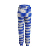 ALMA-PANTS - STRIPE IVORY COBOLT