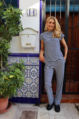 ALMA-TOP - BLUE CREME STRIPE