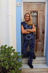 ALMA-WIDE PANTS - BLUE SCARF