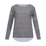 ALMA-LS-TOP - BLACK CREME STRIPE
