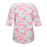 ALMA-TSHIRT - MINT PINK FLOWER