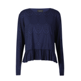 ALMA LS FRILL T-SHIRT - NAVY LALA
