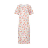 ALMA-TSHIRT-DRESS - CREAMY PEACH FLOWER