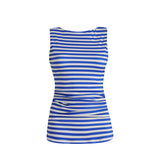 ALMA-TURN-TOP - STRIPE IVORY COBOLT