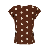 ALMA-U-TSHIRT - BROWN CREME DOT