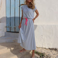 L. BLUE CREME SMALL STRIPE