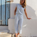 L. BLUE CREME SMALL STRIPE