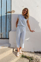 ALMA-CULOTTE-PANTS - L. BLUE CREME SMALL STRIPE