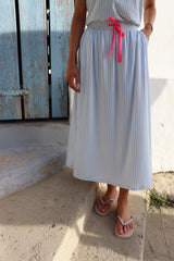 ALMA-LOOSE-SKIRT - L. BLUE CREME SMALL STRIPE