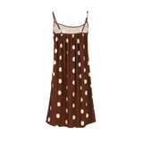 ALMA-SHORT-STRAP-DRESS - BROWN CREME DOT
