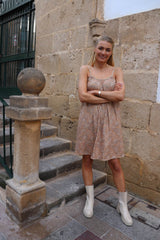 ALMA-SHORT-STRAP-DRESS - SAND PAISLEY