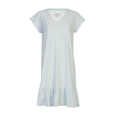 ALMA-U-TSHIRT-FRILL-DRESS - L. BLUE CREME SMALL STRIPE