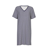 ALMA-VNECK-TSHIRT-DRESS - BLUE CREME STRIPE