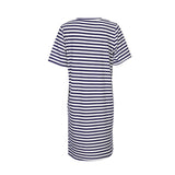 ALMA-VNECK-TSHIRT-DRESS - BLUE CREME STRIPE