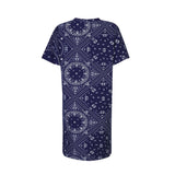ALMA-VNECK-TSHIRT-DRESS - BLUE SCARF
