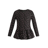 ALMA-LS-FRILL-TSHIRT (KIDS) - BLACK PINK HOLOGRAPHIC DOT