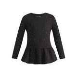 ALMA-LS-FRILL-TSHIRT (KIDS) - BLACK SIMILI
