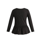 ALMA-LS-FRILL-TSHIRT (KIDS) - BLACK SIMILI