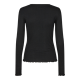 NATALIA LS ROUND NECK  BLOUSE - BLACK