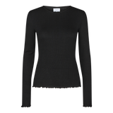 NATALIA LS ROUND NECK  BLOUSE - BLACK