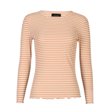 NATALIA LS ROUND NECK BLOUSE - ROSE CREME GOLD STRIPE