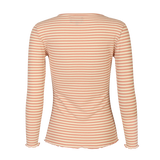 NATALIA LS ROUND NECK BLOUSE - ROSE CREME GOLD STRIPE