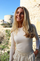 NATALIA LS ROUND NECK BLOUSE - IVORY