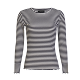 NATALIA LS ROUND NECK BLOUSE - NAVY CREME GOLD STRIPE