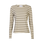 NATALIA LS ROUND NECK BLOUSE - ARMY CREME STRIPE
