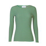 NATALIA LS ROUND NECK BLOUSE - BOTTLEGREEN SAND STRIPE