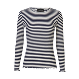 NATALIA LS ROUND NECK BLOUSE - NAVY GREY MEL. STRIPE