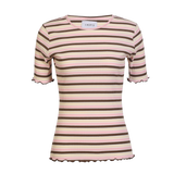 NATALIA-SS-BLOUSE - BROWN ROSE CREME STRIPE