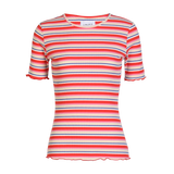 NATALIA-SS-BLOUSE - CREME ORANGE BLUE STRIPE