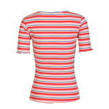 NATALIA-SS-BLOUSE - CREME ORANGE BLUE STRIPE