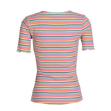 NATALIA-SS-BLOUSE - MULTI ORANGE PINK STRIPE