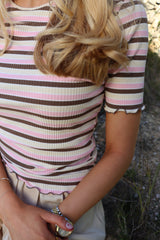 NATALIA-SS-BLOUSE - BROWN ROSE CREME STRIPE