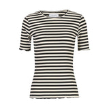 NATALIA SS BLOUSE - BLACK CREME STRIPE