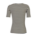 NATALIA SS BLOUSE - BLACK CREME STRIPE
