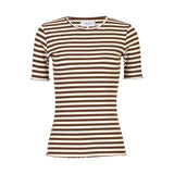 NATALIA SS BLOUSE - BROWN CREME STRIPE