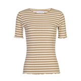 NATALIA SS BLOUSE - SAND CREME STRIPE