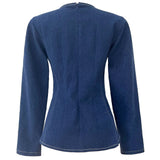 ASTA LS SLIMFIT BLOUSE - BLUE DENIM