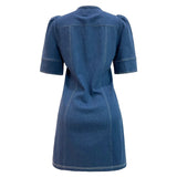 ASTA-SS-VNECK-DRESS - BLUE DENIM