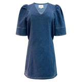 ASTA-SS-VNECK-DRESS - BLUE DENIM