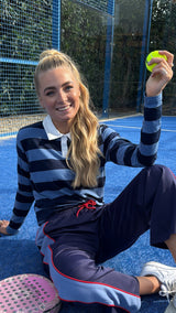 POLO-LS-SHIRT - NAVY BLUE STRIPES