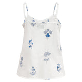 CAMILLA STRAP TOP - WHITE BLUE FLOWER