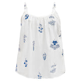 CAMILLA STRAP TOP - WHITE BLUE FLOWER