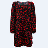 CECILIE LS DRESS - BLACK BIG FLOWERS
