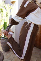 EVA WIDE TRACK PANT - MOCCA IVORY